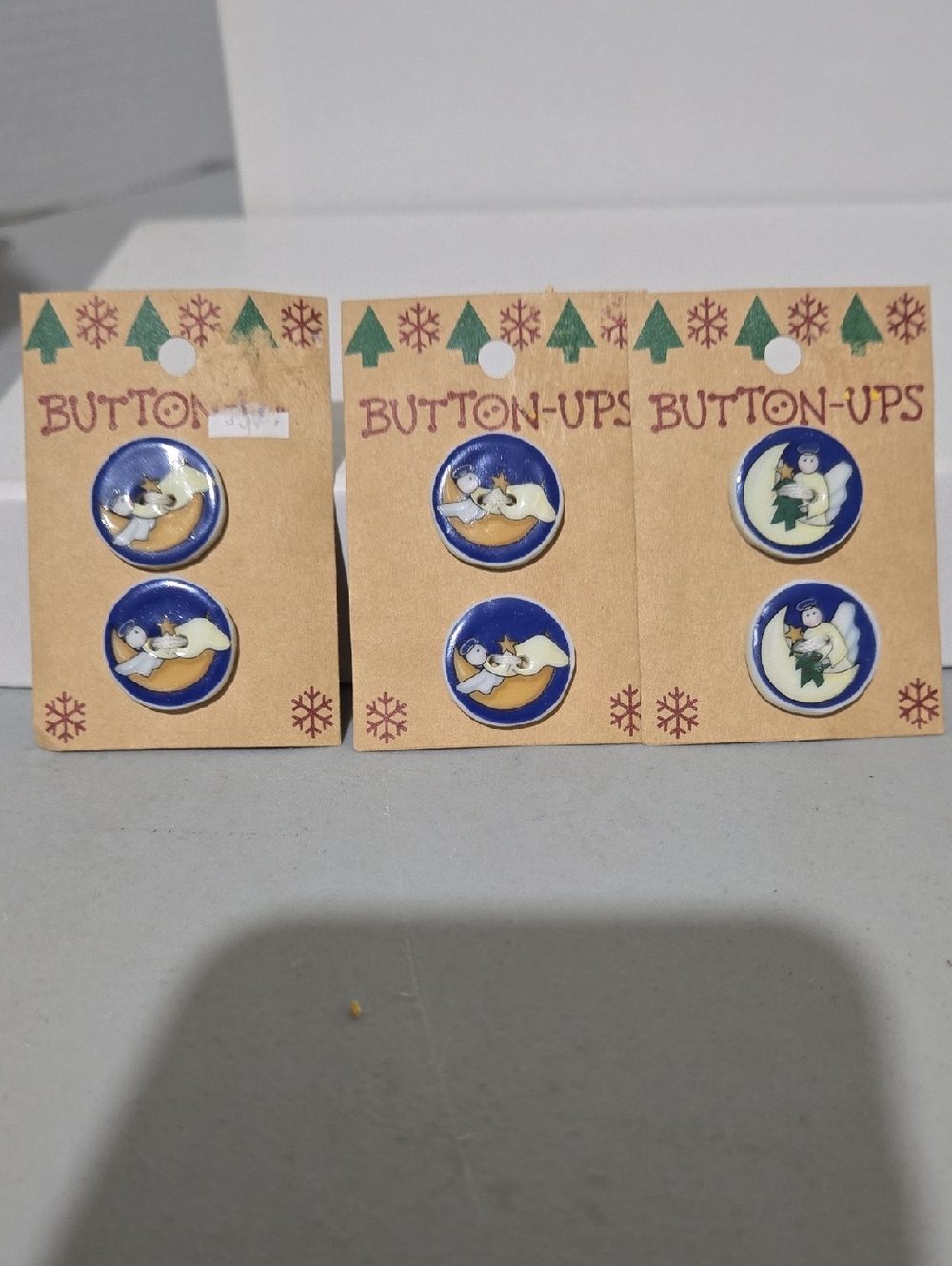 Women's Holiday Angel Button Set - Blue